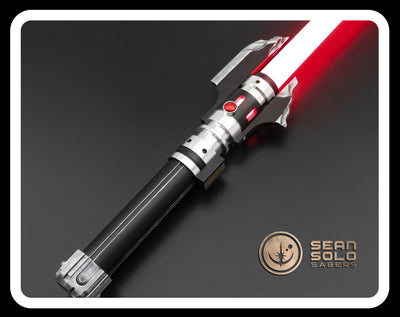 a light saber with a red light on it